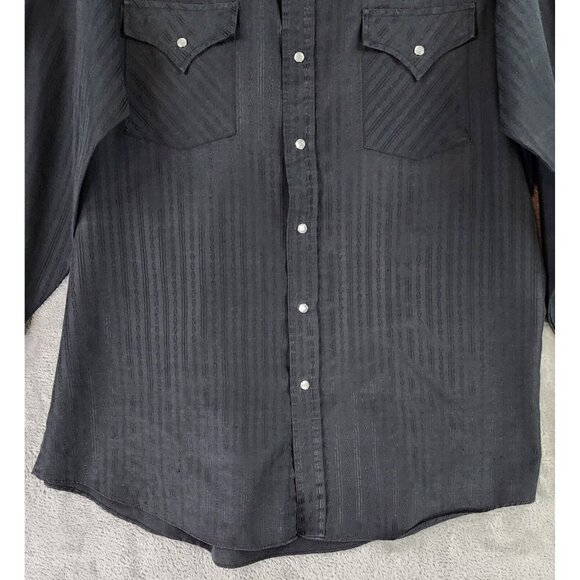 Ely Cattleman Shirt Mens Large Black Western Vintage Pearl Snap Long Sleeve - Picture 7 of 9